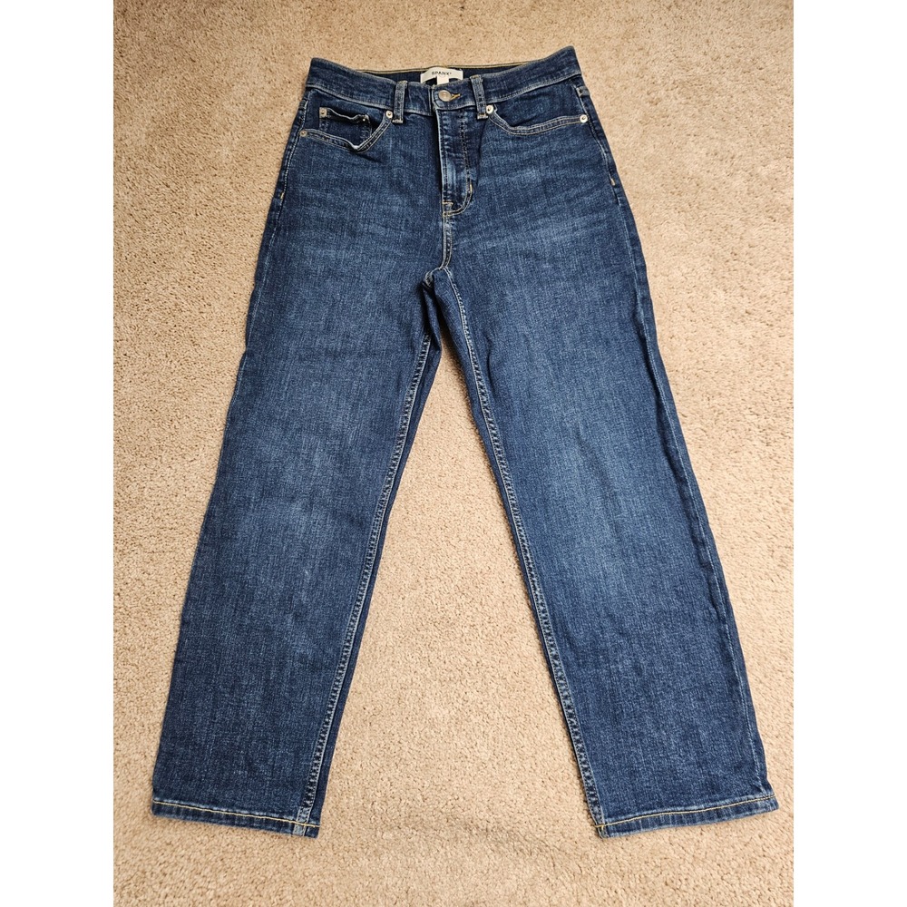 Spanx Straight Leg Jeans Dark Wash High Rise Stretch Denim 29Y5T8SD Size 10